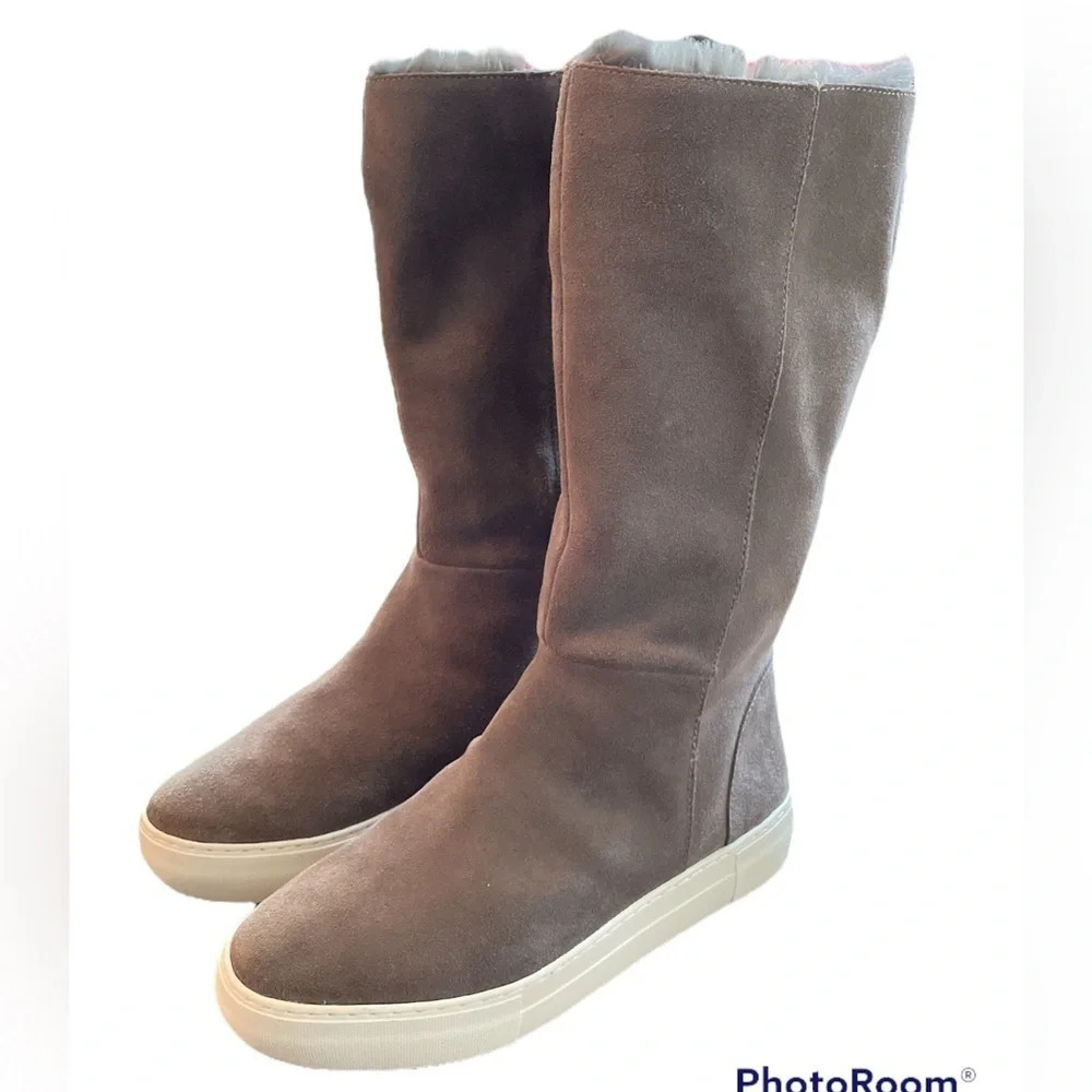 J/Slides Faux Fur Lined Waterproof Suede Tall Boot size 8.5 Gray Antonia Boot